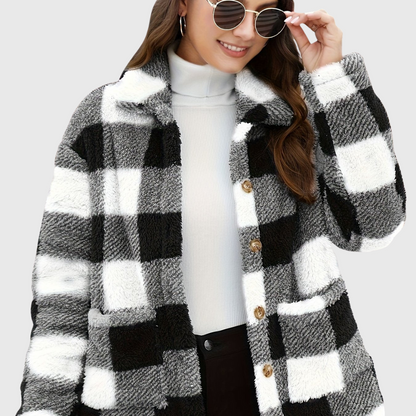 Sophie | Gemütliche karierte Fleecejacke