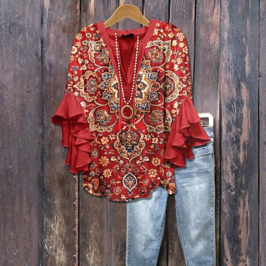 Vintage bloes met bloemenprint