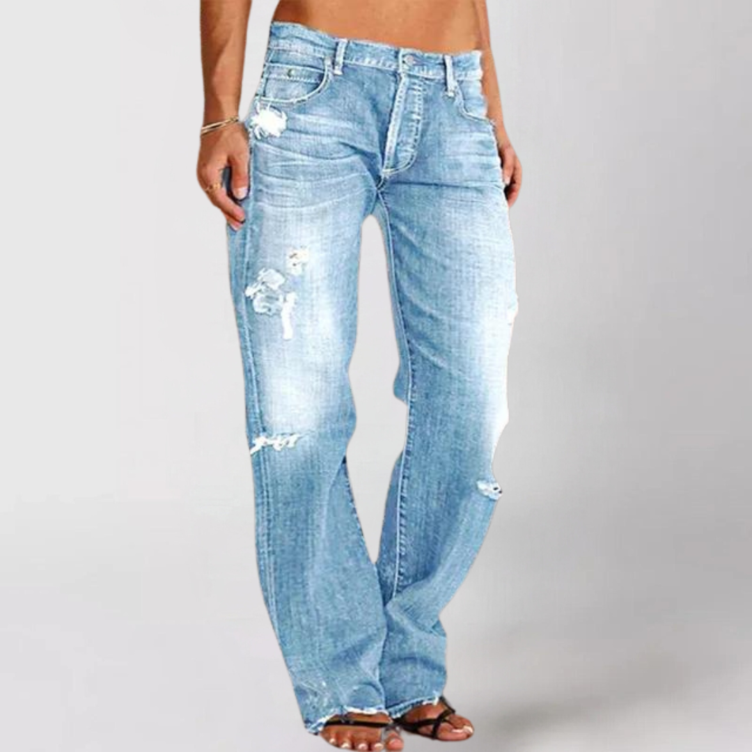 Mathilde | Versleten Wide-Leg Denim Jeans