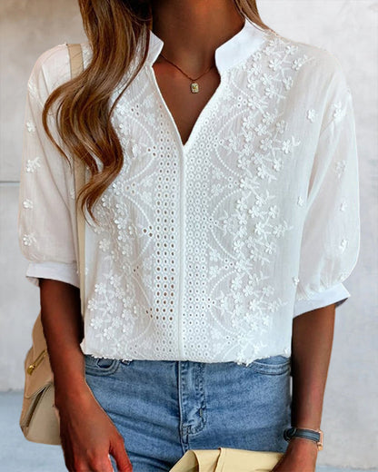 Yara | Witte blouse met pofmouwen