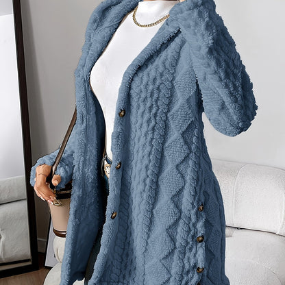 Paula™ - Flauschige Kapuzenstrickjacke mit Diamantmuster