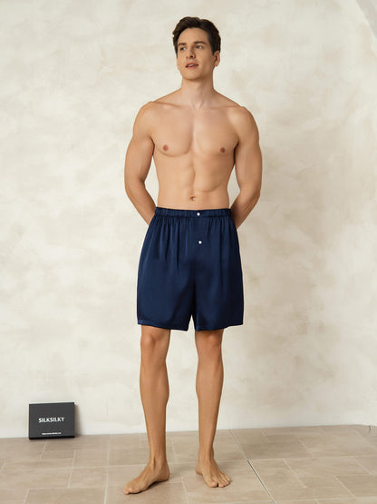 Short En Soie Pure Taille Élastique Shorts De Nuit Pour Hommes