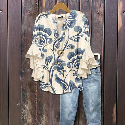 Bibi™ - ELEGANTE BLOUSE MET RETRO BLOEMENPATROON