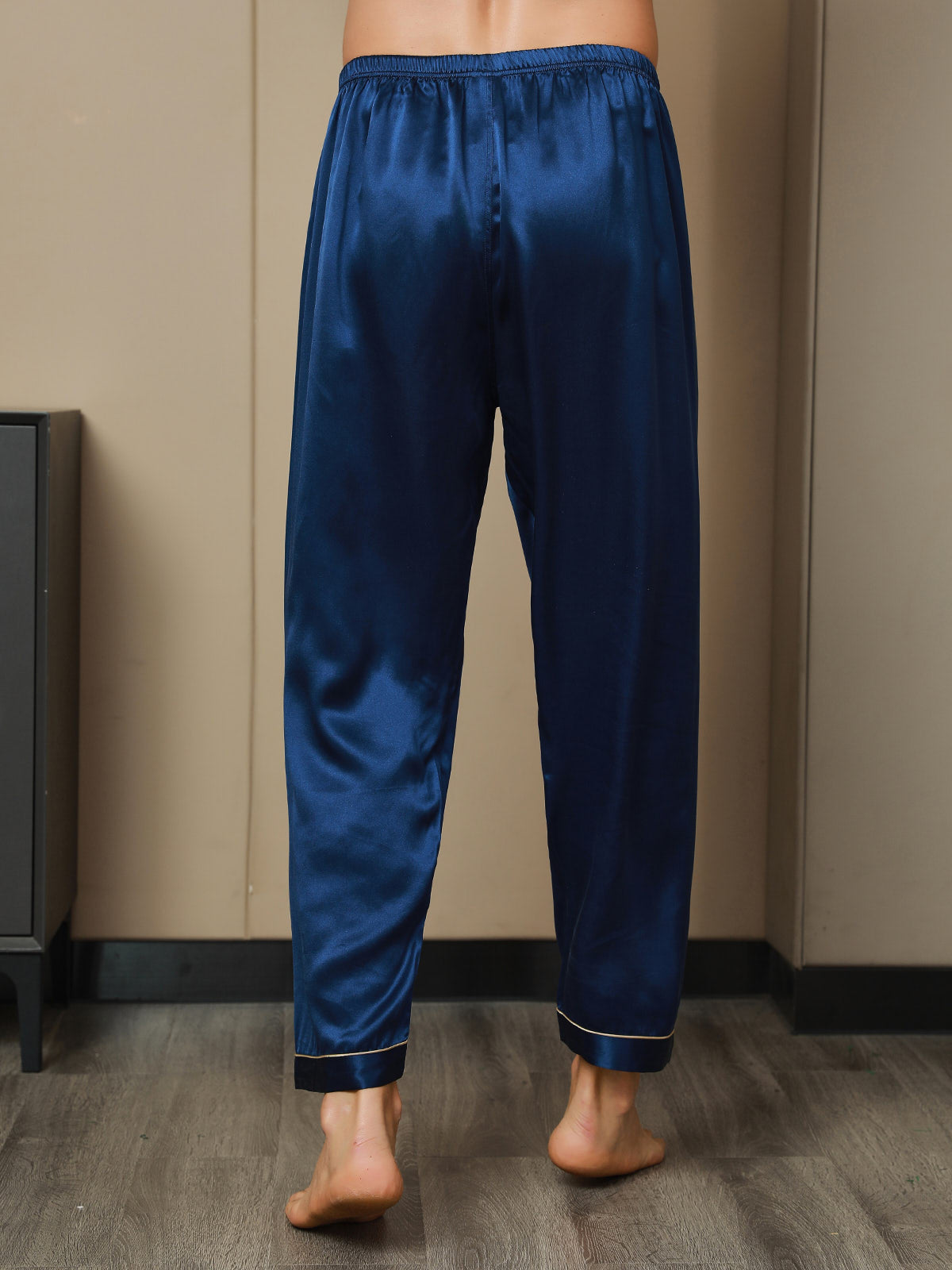 Men's pure silk pyjama bottoms with elastic waistband