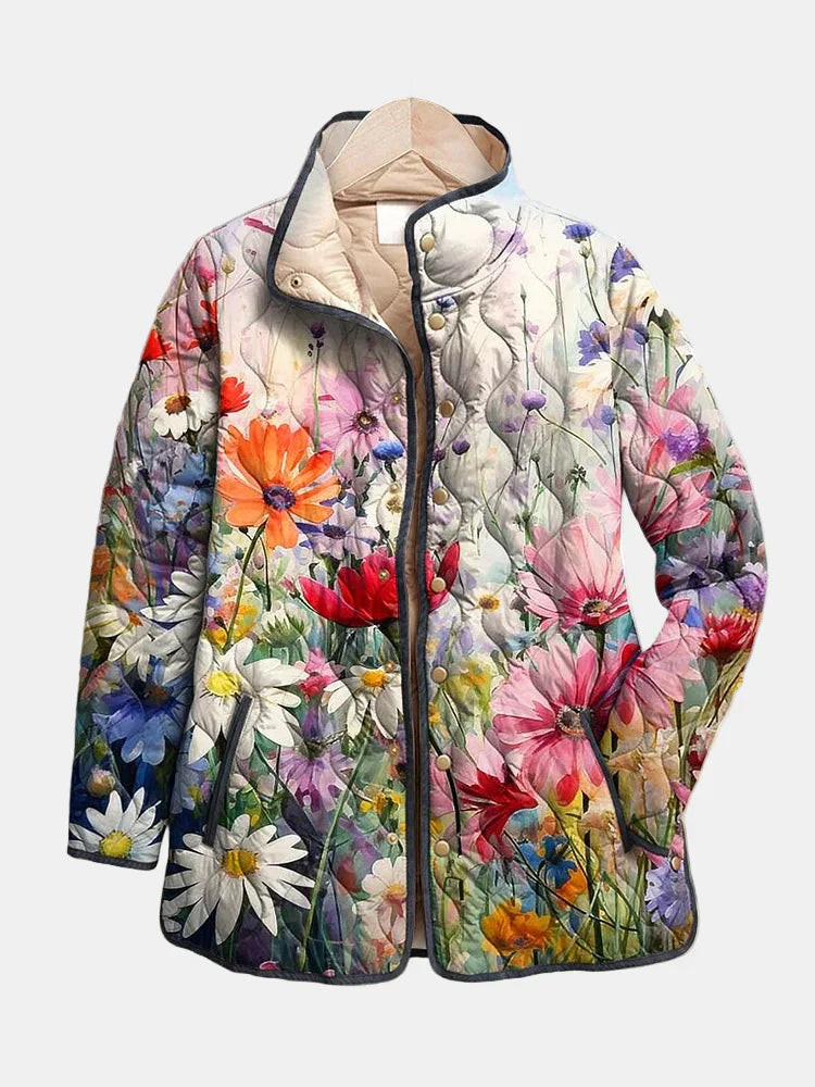Kaia | Charmante gesteppte Jacke mit Vintage-Blumenmuster