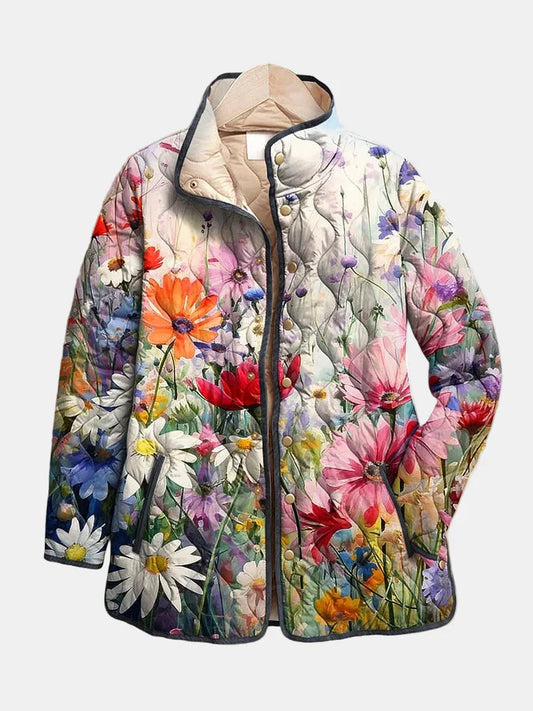 Kaia | Charmant gewatteerd jasje met vintage bloemenprint