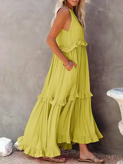 Delilah - Elegante Halterneck Jurk met Ruches