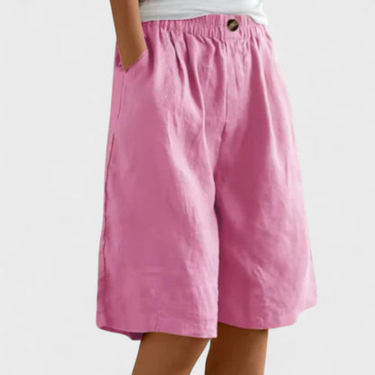 Amanda™ – Moeiteloze Linnenmix Shorts met wijde pijpen