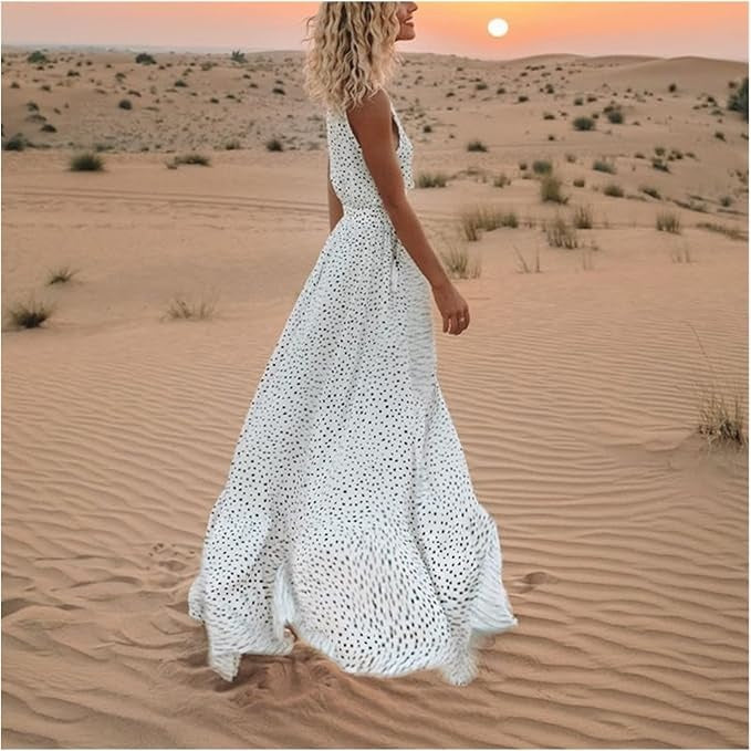 Ismena - Boho Maxi-jurk met Polka Dots