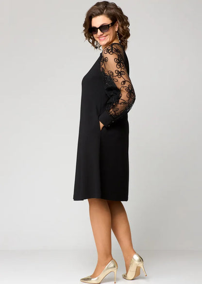 Destiny - Trendy Jurk met Kanten Mouwen