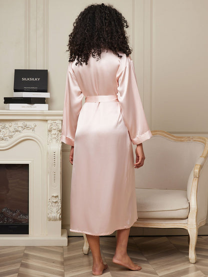 Femme Peignoir Long en Soie de Morus