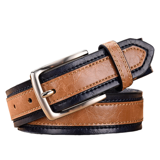 Herren Vintage Colorblock Ledergürtel mit Dornschnalle 71650113U