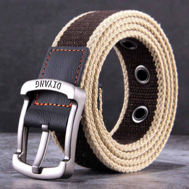 Heren casual canvas lederen riem met gesp MTA2217D6U