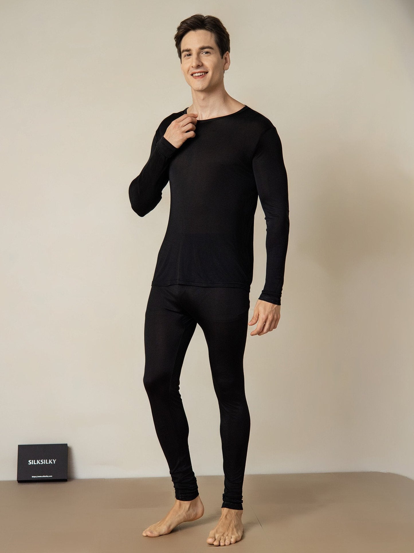 Sous-vêtements Longs À Manches Longues En Soie Pour Hommes