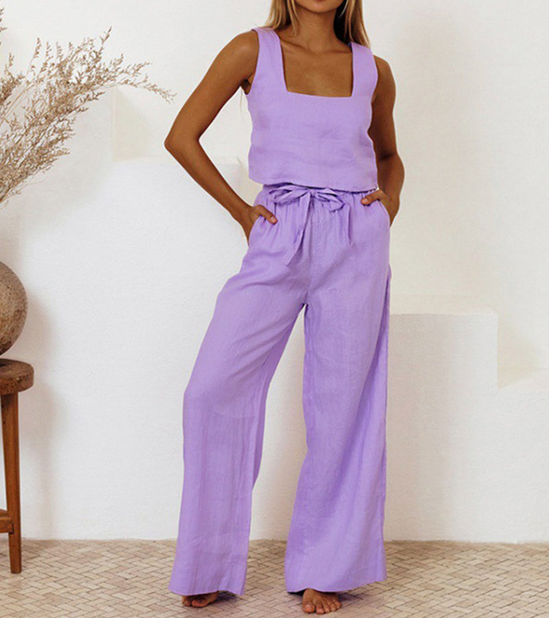 Rosea Set aus Minimalist Top und Hose mit weitem Bein