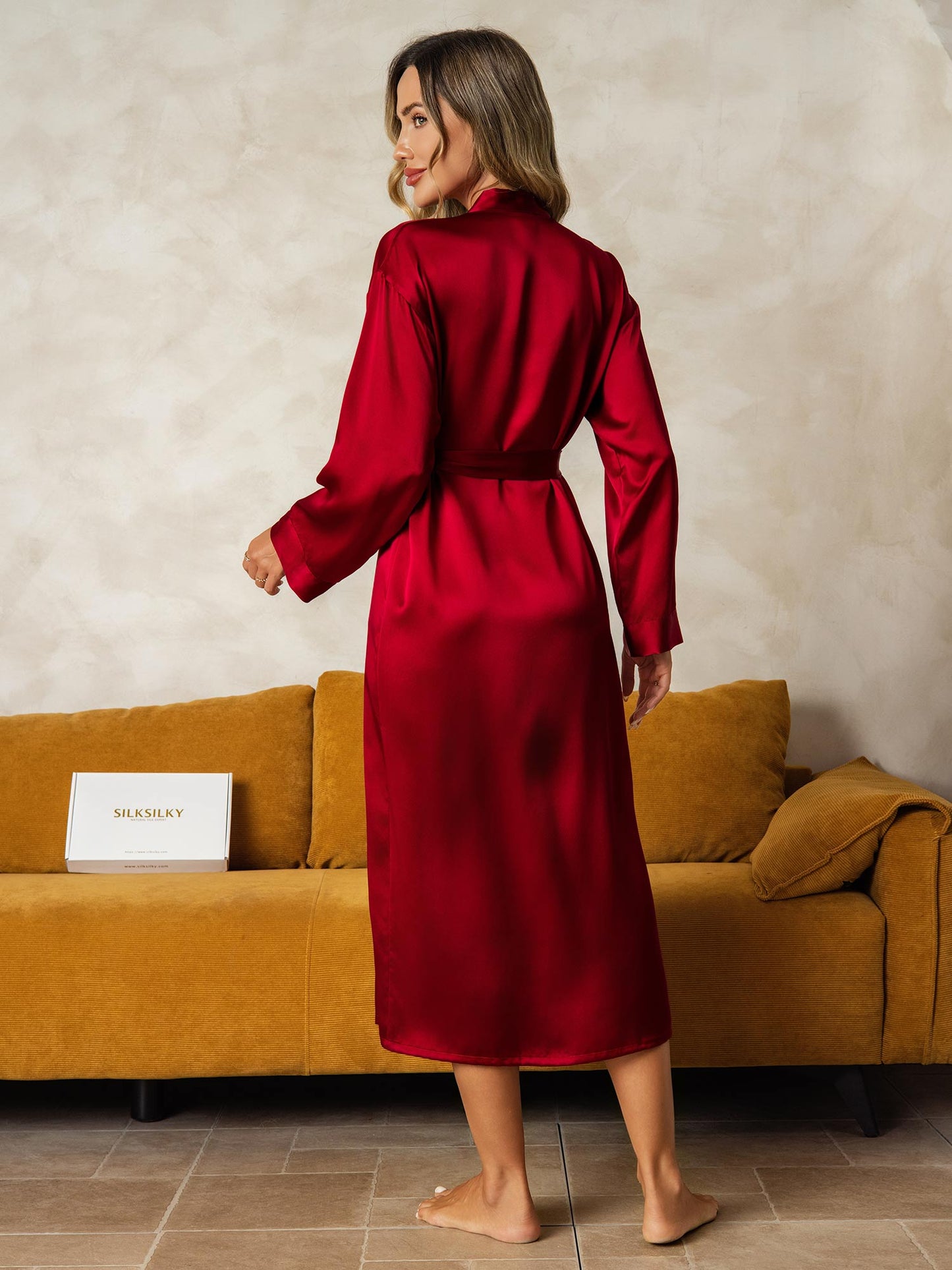 Elegante lange jurk van pure zijde voor dames