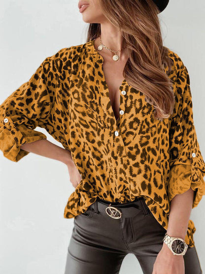 HERTA IN LANGE MOUW BLOUSE MET LEOPARDENPRINT
