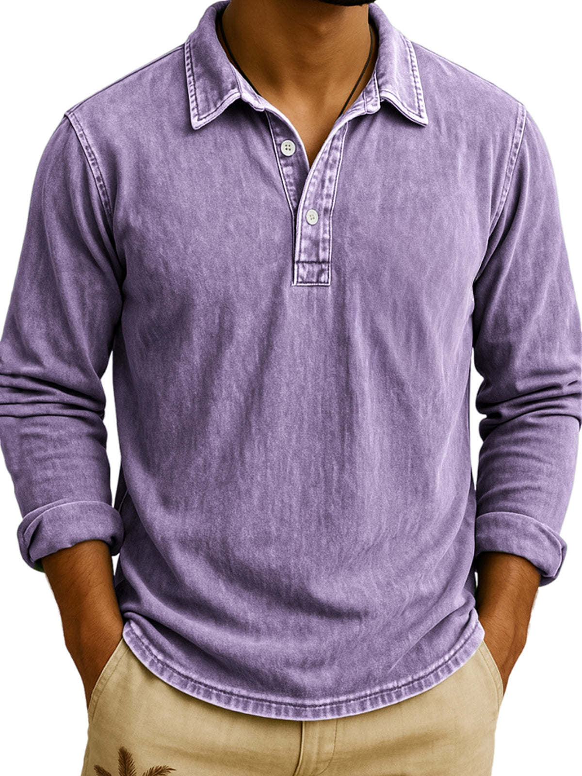 DANIEL PORTLAND™ – Langarm-Poloshirt im Vintage-Waschlook