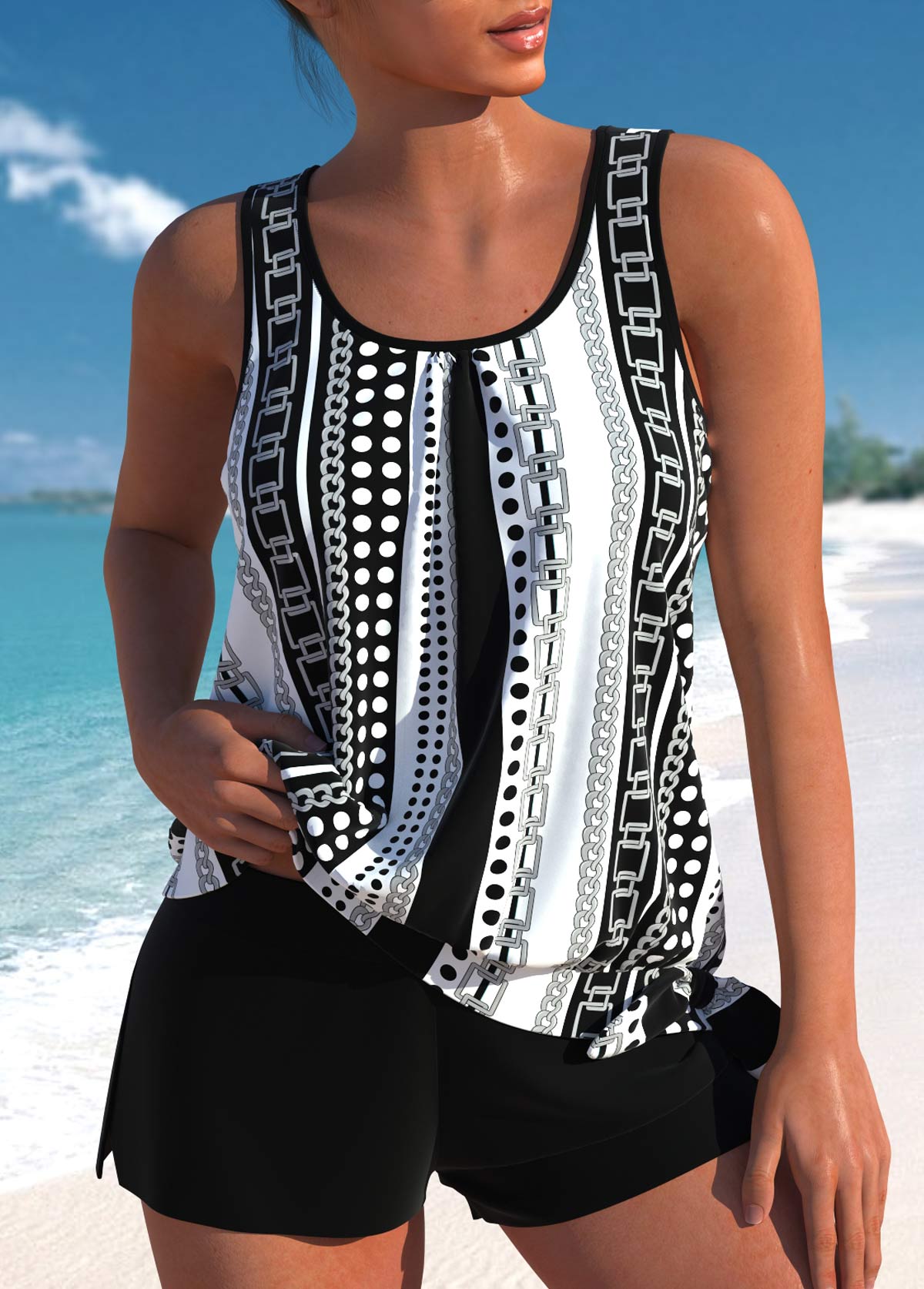 Remy | Eleganter High-Waist-Tankini mit tropischem Print | Letzter Tag 80 % Rabatt!