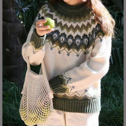 Lillian - Jacquard Vintage Druckpullover