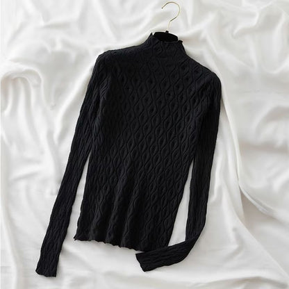Moiré Kaschmir-Rollkragenpullover