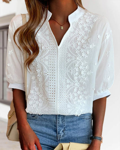 Yara | Witte blouse met pofmouwen