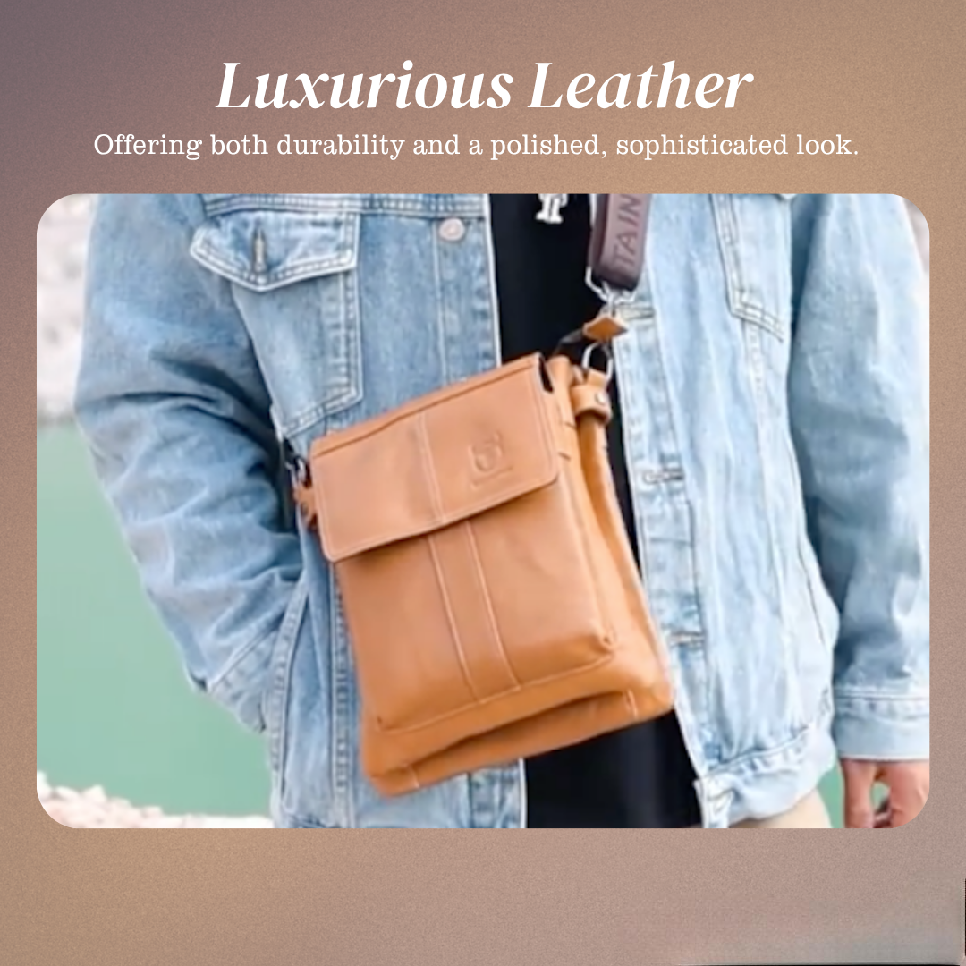 Nathan – Slim leren schoudertas met flapzakken-design