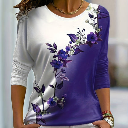 Lila Bloemen Color-Block Top