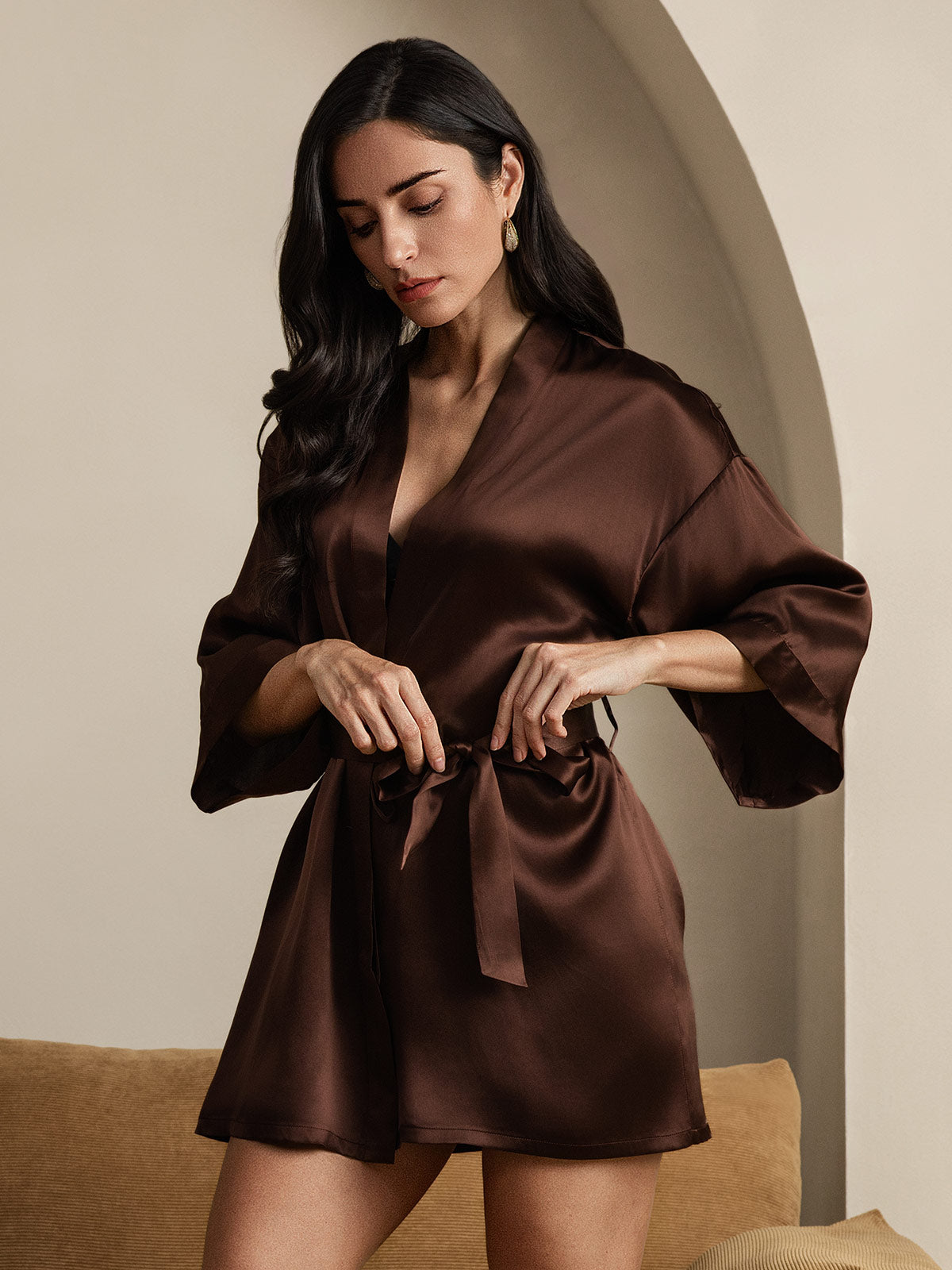 Dames Kimono Kimono Zijden Korte Badjas Glanzend