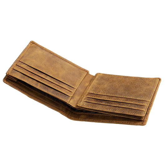 Herren Vintage Rindsleder Oberste Schicht Kurze Bi-Fold Brieftasche 45842491U