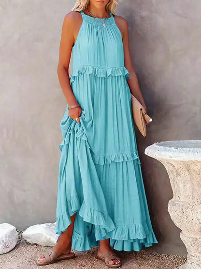 Delilah - Elegante Halterneck Jurk met Ruches