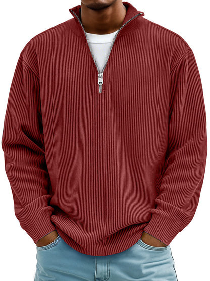 Milo™ Casual geribbeld shirt met lange mouwen en rits