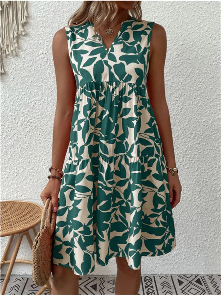 Barbara - Zomerjurk met bladpatroon