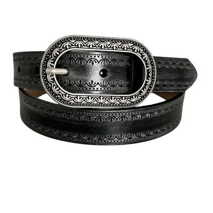 Herren Vintage Used-Optik Graviert Geprägter Echtledergürtel 44748904U
