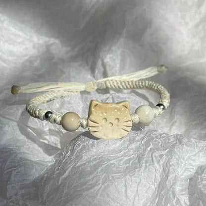 Gevlochten armband met cartoonkat
