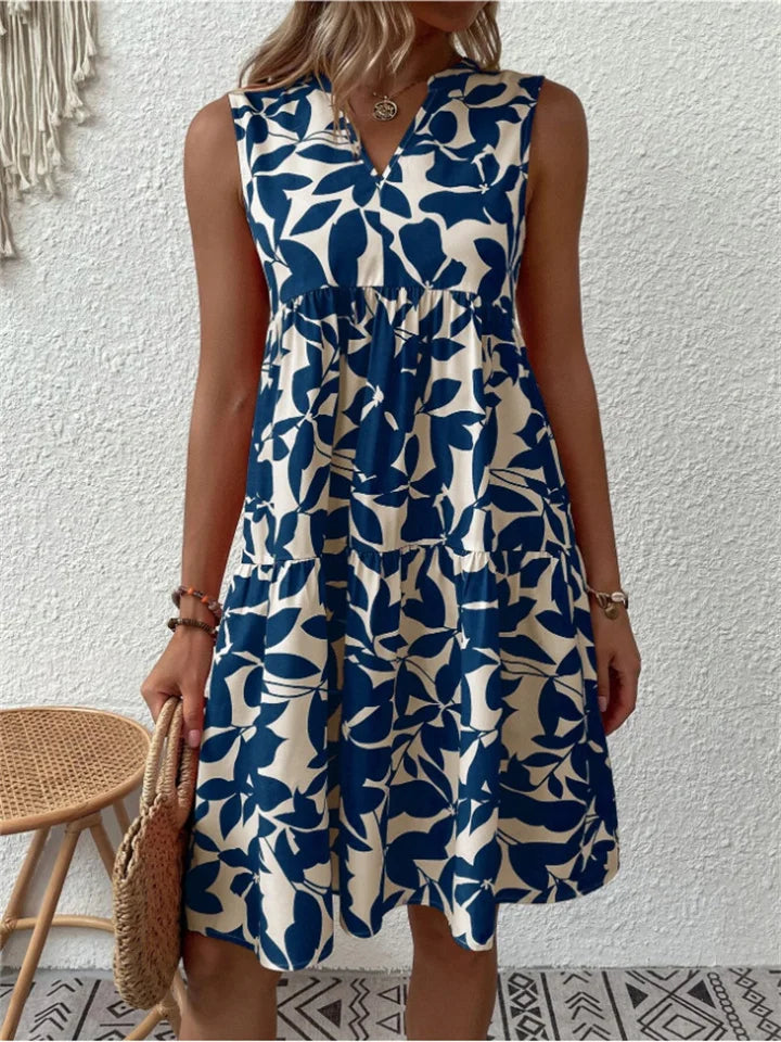 Barbara - Zomerjurk met bladpatroon