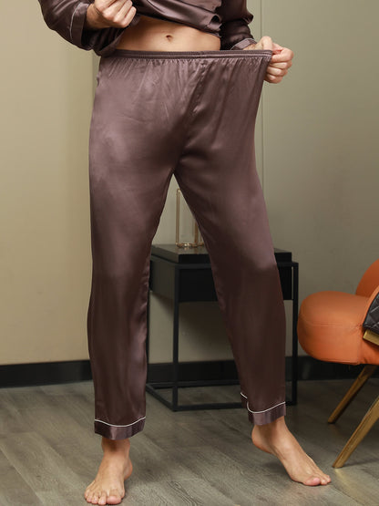 Men's pure silk pyjama bottoms with elastic waistband