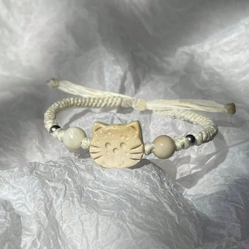 Gevlochten armband met cartoonkat