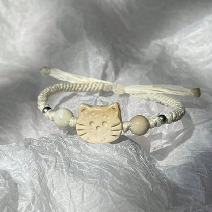Gevlochten armband met cartoonkat