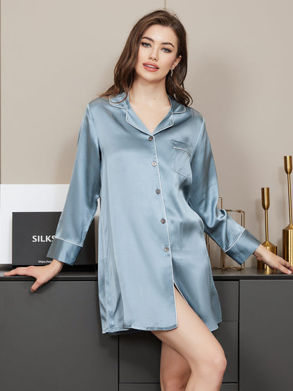 Pure Soie Classique Boutonnage  de Nuit Chemise