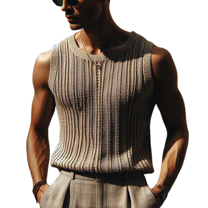 Heren Zomer Basic Gebreide Gestreepte Tanktop MTA1335F8U