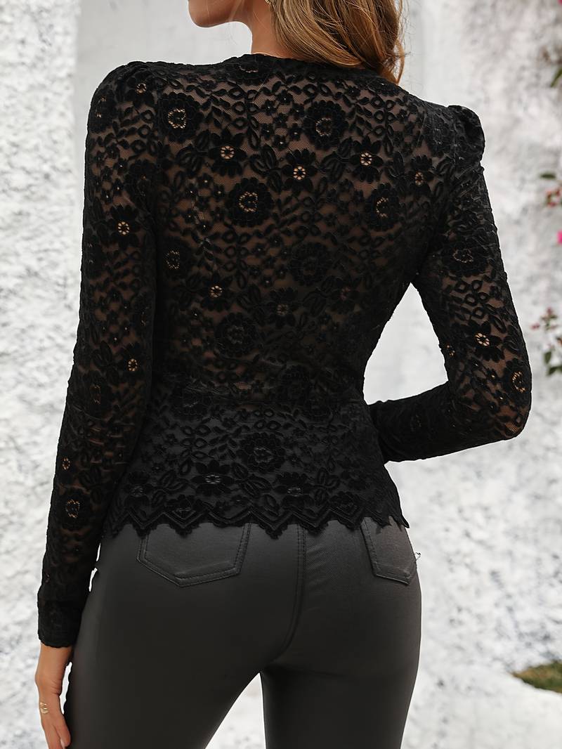 Stella | Dames top met lange mouwen en kant