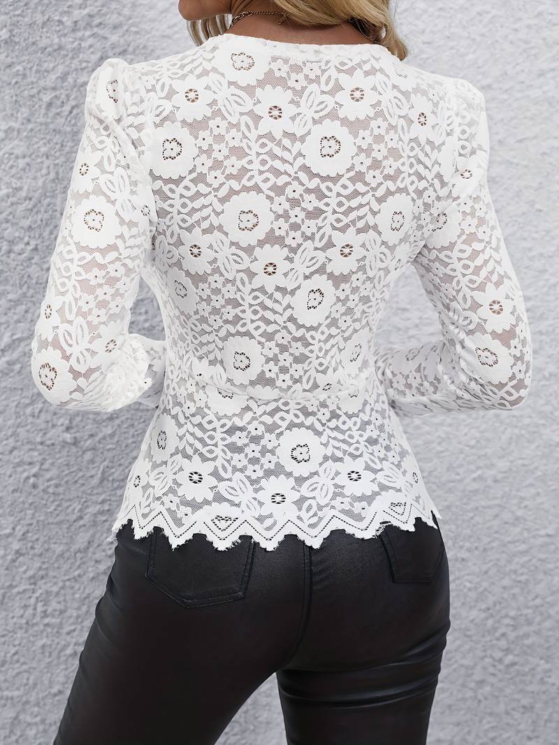 Stella | Dames top met lange mouwen en kant