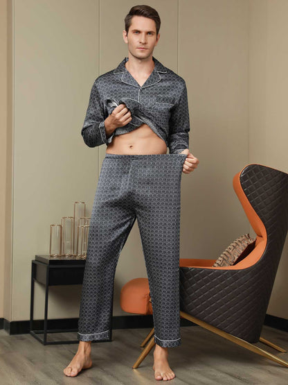 Luxe Zijden Pyjama met Print voor Heren