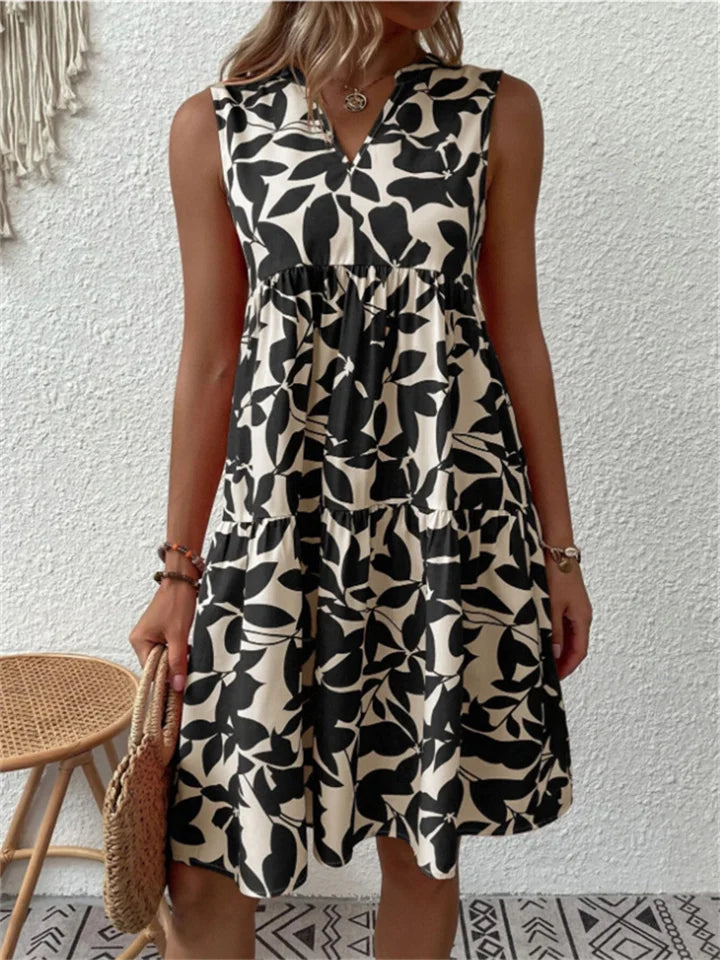 Barbara - Zomerjurk met bladpatroon