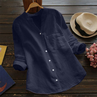 Greta | Stijlvolle linnen blouse met lange mouwen