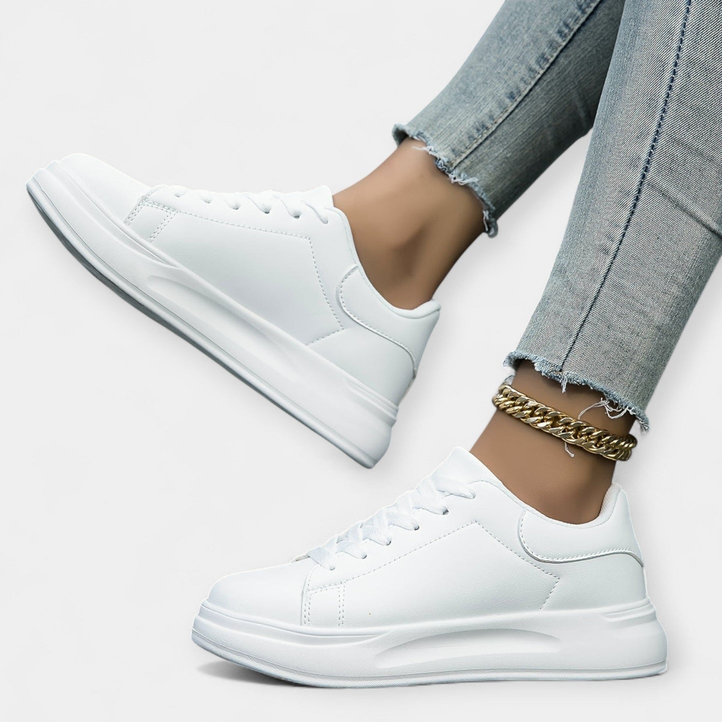 Leren sneakers wit