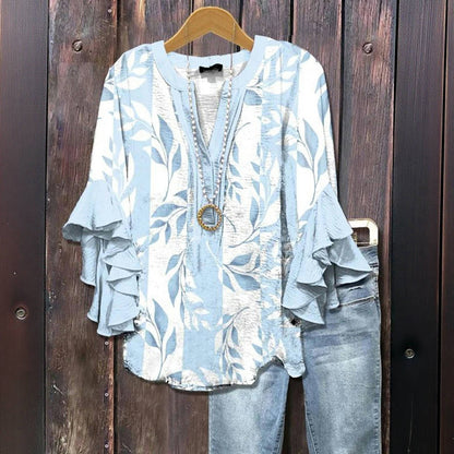 Anna - Casual blouse met bladprint