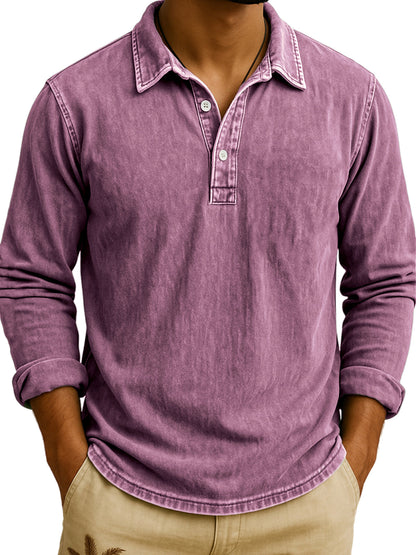 DANIEL PORTLAND™ – Langarm-Poloshirt im Vintage-Waschlook
