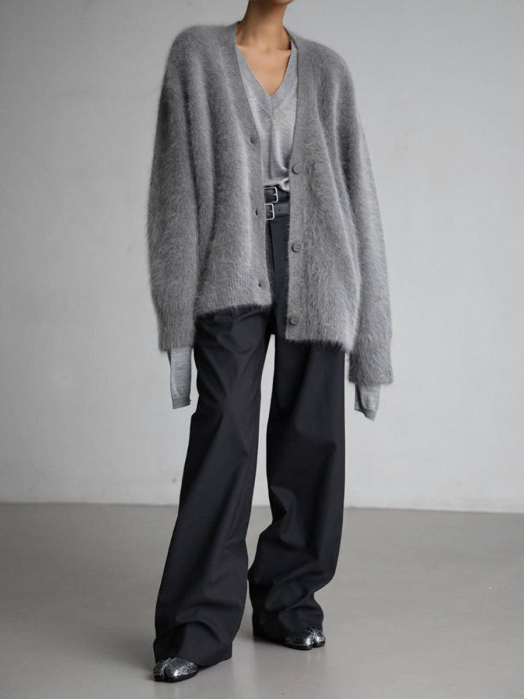Vegan Gebreid Vest met Lange Mouwen